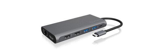 ICY BOX IB-DK4050-CPD - Wired - USB 3.2 Gen 1 (3.1 Gen 1) Type-C - 100 W - 10,100,1000 Mbit/s - Anthracite - MicroSD (TransFlash) - SD