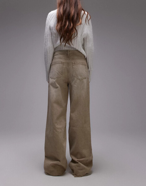 Mango raw hem straight jean in vintage brown wash