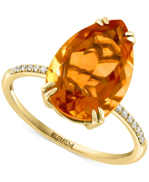 EFFY® Citrine (5-1/6 ct. t.w.) & White Sapphire (1/6 ct. t.w.) Statement Ring in 14k Gold-Plated Sterling Silver
