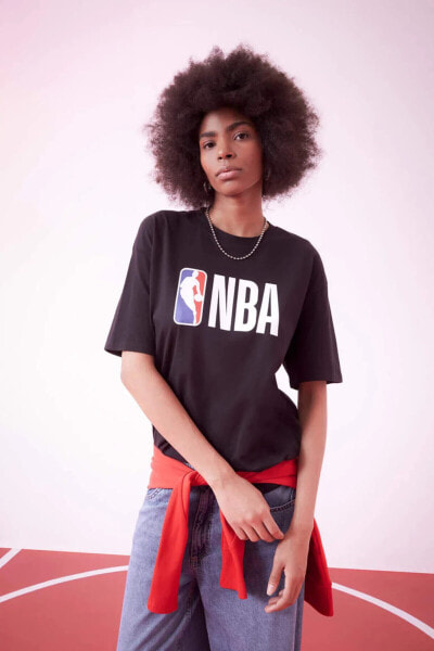 Футболка женская DeFactoFit NBA Boxy Fit с коротким рукавом из 100% хлопка