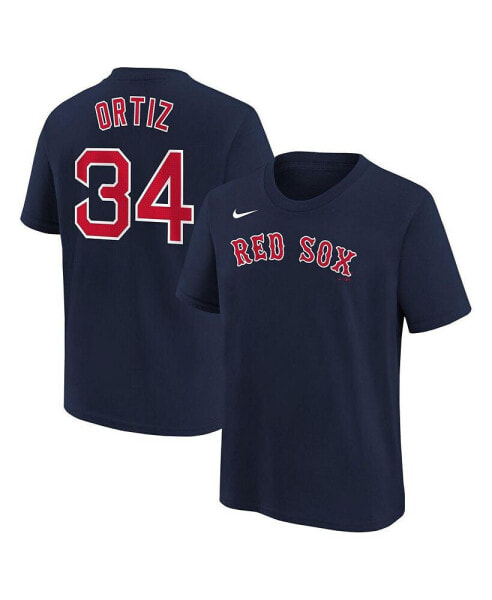 Big Boys David Ortiz Navy Boston Red Sox Home Player Name and Number T-shirt