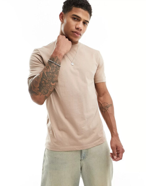 ASOS DESIGN essential crew neck t-shirt in light brown