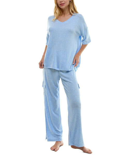 Women's 2-Pc. Short-Sleeve Cargo Pajamas Set