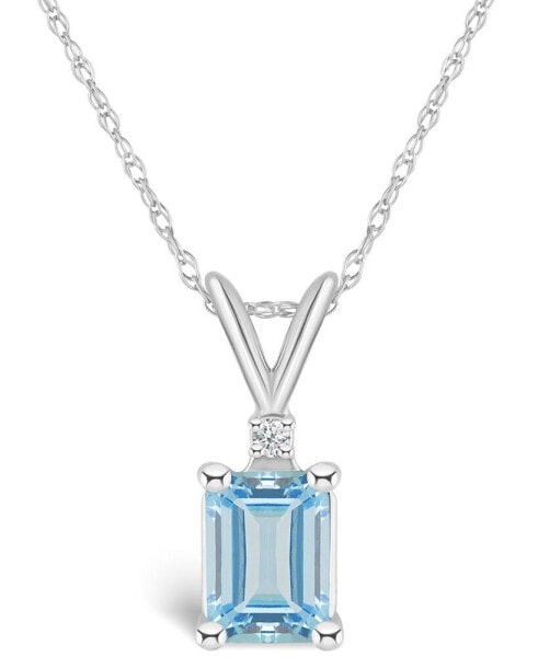 Aquamarine (7/8 ct. t.w.) and Diamond Accent Pendant Necklace in 14K Yellow Gold or 14K White Gold
