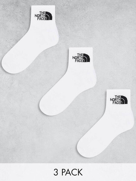 The North Face Simple Dome 3 pack logo ankle socks in white