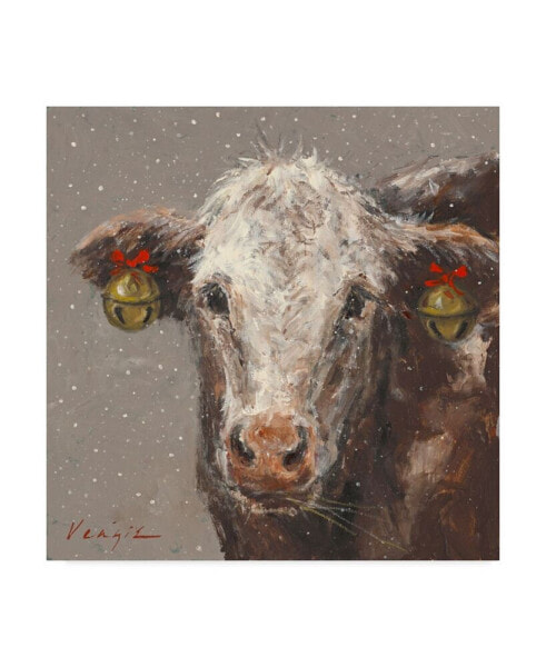 Mary Miller Veazie 'Patty The Brown Christmas Cow' Canvas Art - 35" x 35"