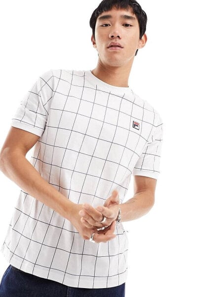 Fila Benton t-shirt with box logo in white check