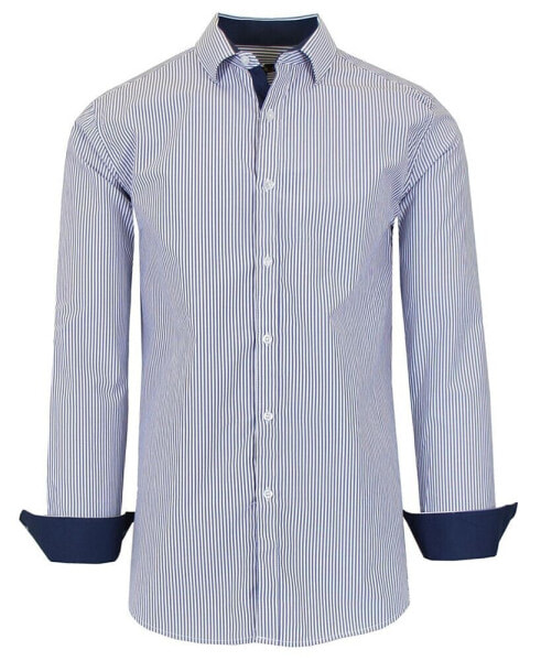 Men's Long Sleeve Pinstripe Dress Shirt