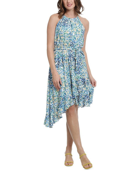 Women's Printed Asymmetric Flounce Dress