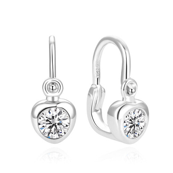 Gentle heart-shaped silver earrings AGUC2557D-WHITE