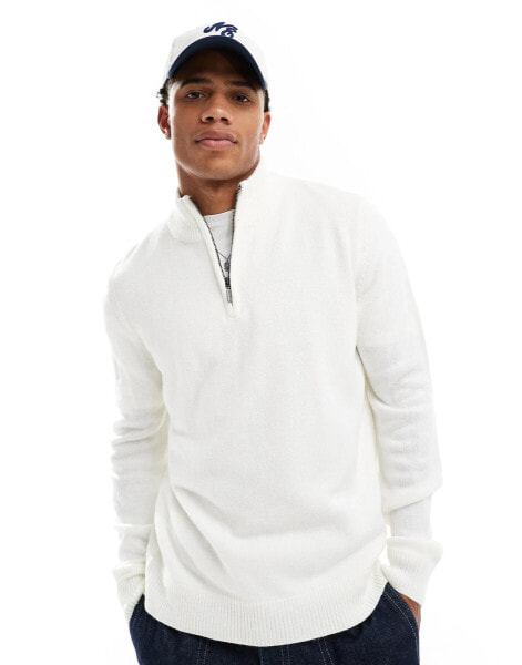 Brave Soul half zip jumper in vintage white