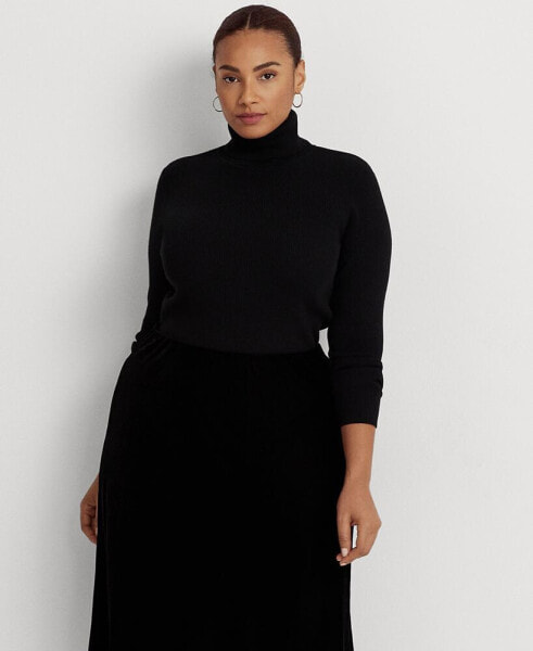 Plus-Size Ribbed Turtleneck Sweater