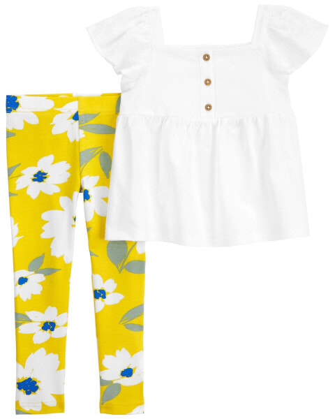 Baby 2-Piece Eyelet Top & Floral Legging Set 9M