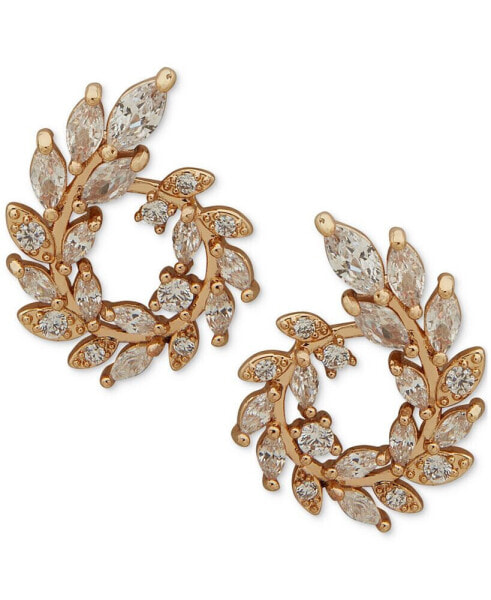 Gold-Tone Crystal Wreath Spiral Stud Earrings