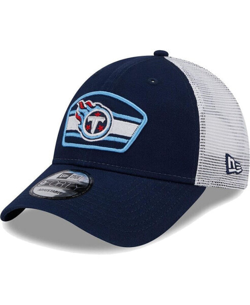 Men's Navy, White Tennessee Titans Logo Patch Trucker 9FORTY Snapback Hat