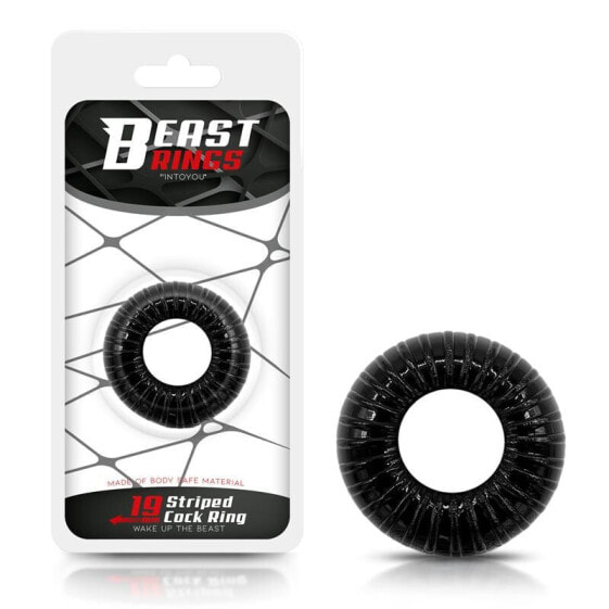 Эрекционное кольцо BEAST RINGS Super Flexible and Resistant Striped 1.9 см Черное