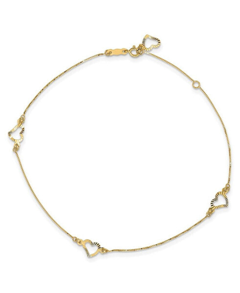 Heart Anklet with Adjustable 1" Extension in 14k Yellow Gold