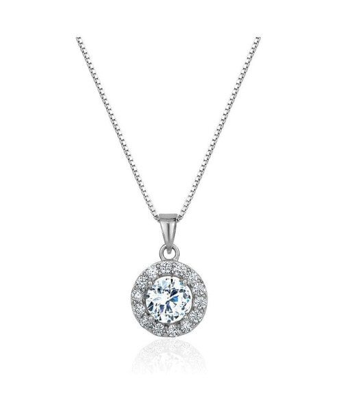 Club Rochelier 5A Cubic Zirconia Round Pendant Necklace Silver