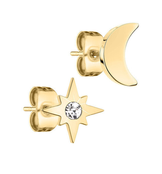 Asymmetric gold-plated stud earrings TJ-0108-E-08