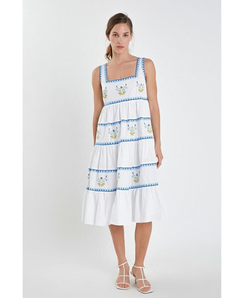 Women's Embroidered Midi Dress