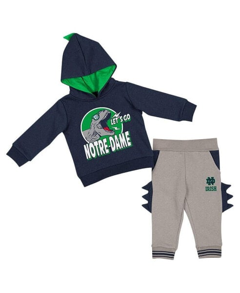 Комплект для малышей Colosseum с капюшоном и брюками в полоску Navy, Gray Notre Dame Fighting Irish Dino