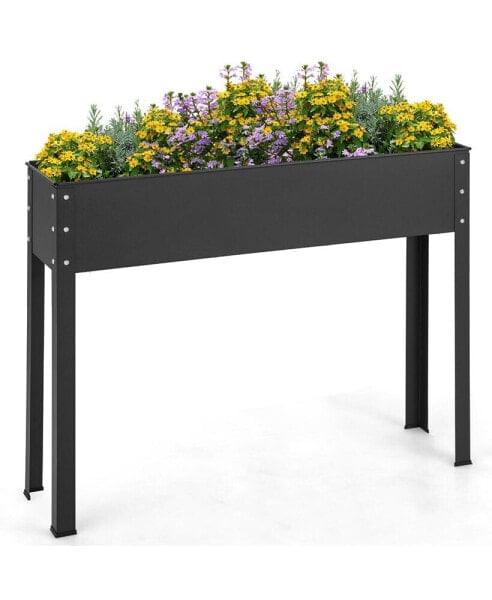 40" Raised Garden Bed with Legs Metal Elevated Planter Box Drainage Hole Backyard