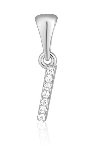 Silver pendant with zircons letter "I" SVLP0948XH2BI0I