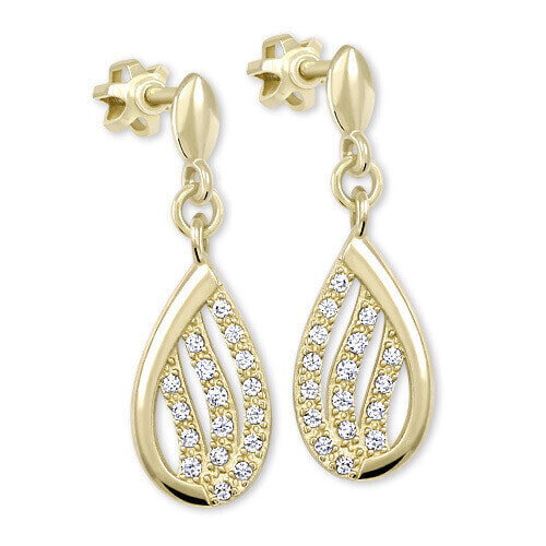 Glittery yellow gold earrings with crystals 239 001 00875