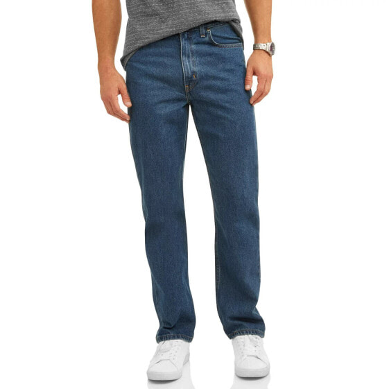 George Relaxed Fit Jeans Big Mens 44X32 Blue 100% Cotton Pull-On 5 Pockets Solid