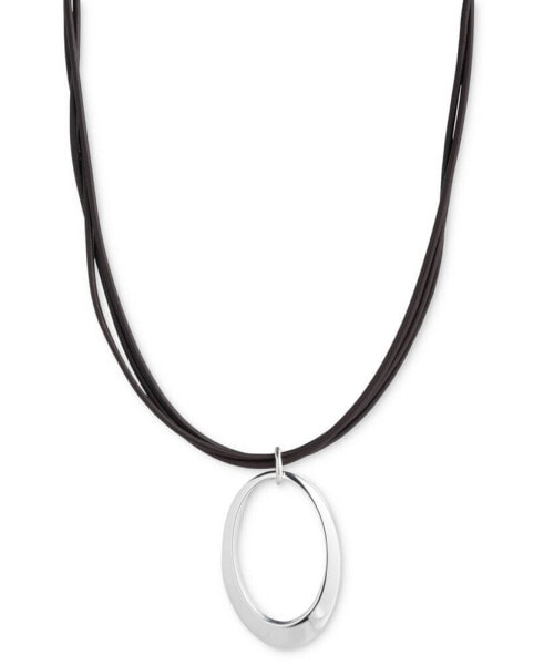 Open Drop Leather Cord Pendant Necklace, 16" + 3" extender