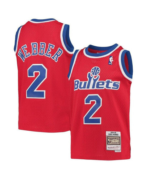 Красная детская футболка для мальчиков Mitchell&Ness Chris Webber Washington Bullets 1994-95 Hardwood Classics Swingman Jersey