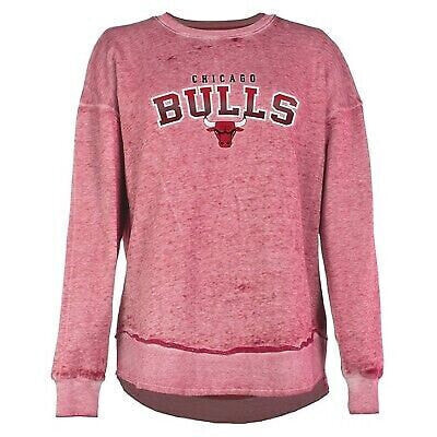 NBA Chicago Bulls Women's Ombre Arch Print Burnout Crew Neck Fleece Sweatshirt