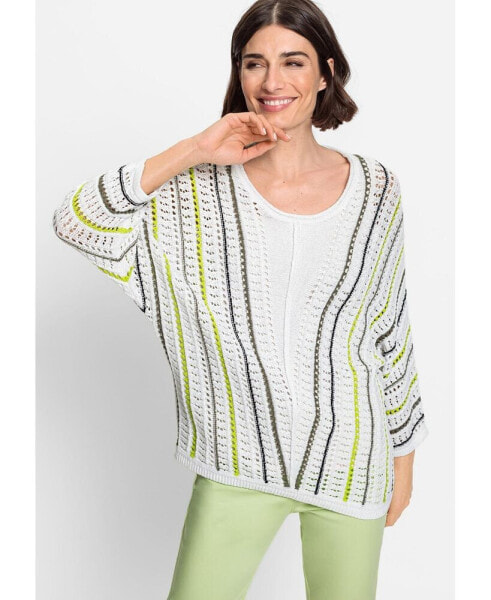 Women's Linen Blend Dolman Sleeve Open Knit Sweater