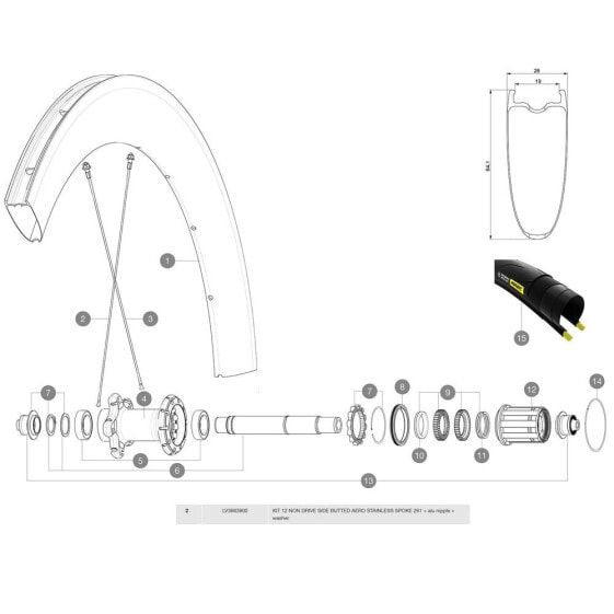 MAVIC Comete Pro Carbon SL UST Rear Left Spokes 12 units