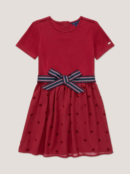 Kids' TH Monogram Grosgrain Bow Dress