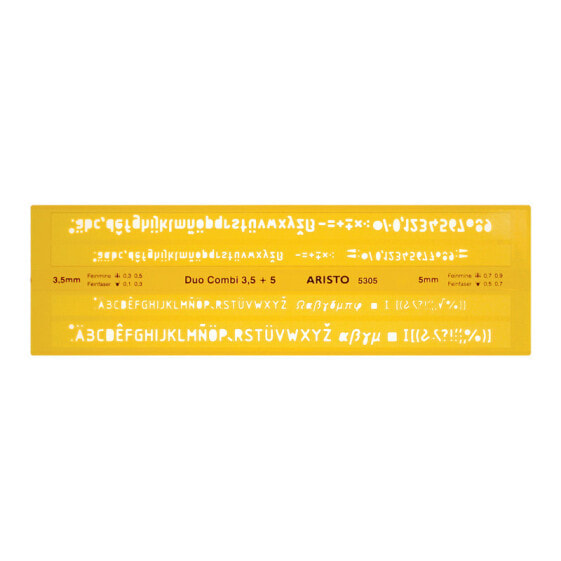 Aristo AR5305 - Letter/number/symbol stencil - Adult - Transparent,Yellow - Plastic - 245 mm - 75 mm
