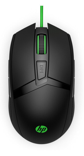 HP Pavilion Gaming Mouse 300 - Ambidextrous - Optical - USB Type-A - 5000 DPI - Black - Green