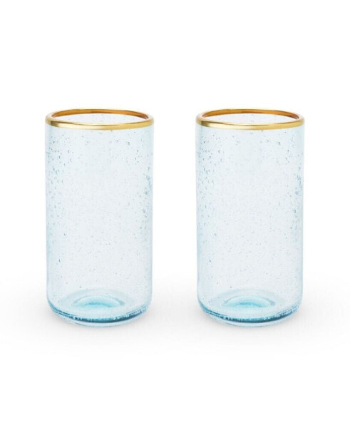 Стаканы для воды с золотым ободком Twine Aqua Bubble, набор из 2 шт., 16 унций