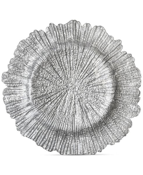 Jay Import Glass Silver-Tone Reef Charger Plate