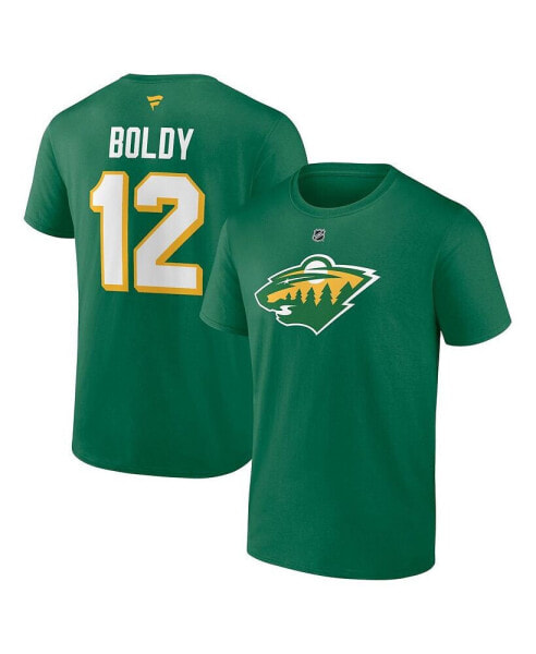 Men's Green Matthew Boldy Minnesota Wild Authentic Stack Name and Number T-shirt