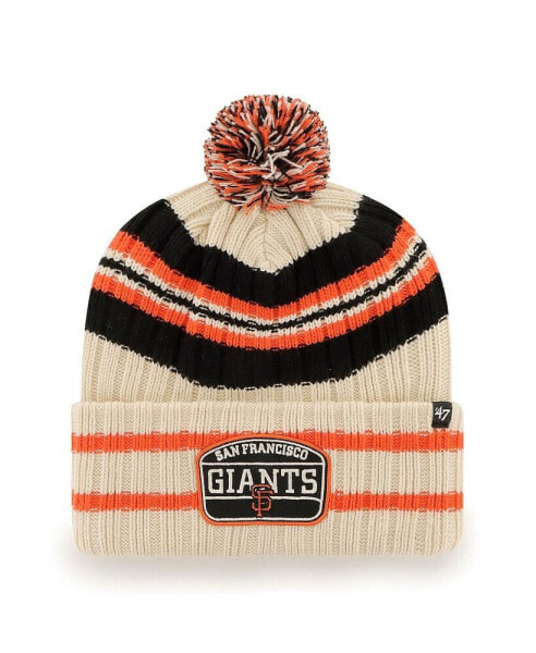 Men's Natural San Francisco Giants Home Patch Cuffed Knit Hat with Pom