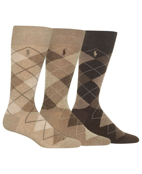 Ralph Lauren Men's Socks, Dress Argyle Crew 3 Pack Socks