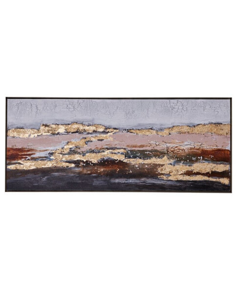 Canvas Foiled and Brushstrokes Geode Framed Wall Art with Gold-Tone Frame, 59" x 2" x 20"