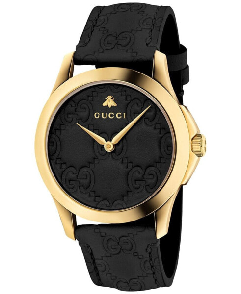 Часы Gucci G-Timeless Black Leather Strap 38mm