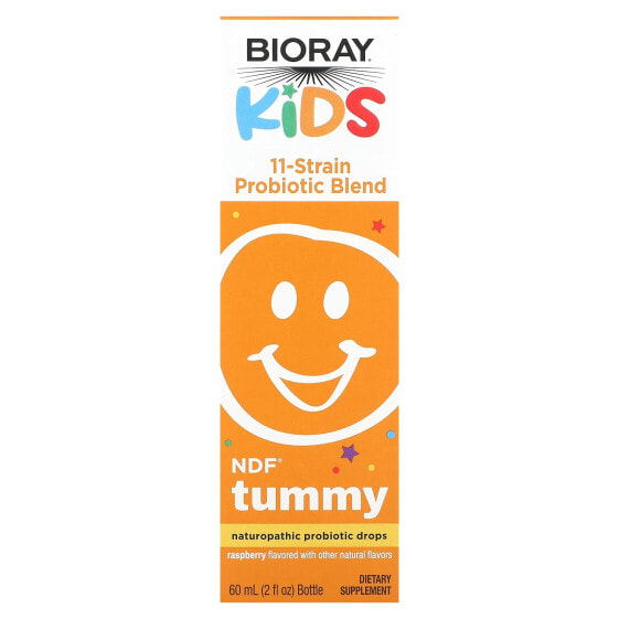 Bioray, Kids, NDF Tummy, смесь из 11 штаммов пробиотиков, со вкусом малины, 60 мл (2 жидк. унции)