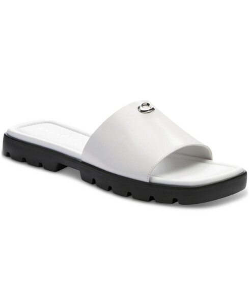 Women's Florence "C" Lug-Sole Slip-On Slide Flat Sandals