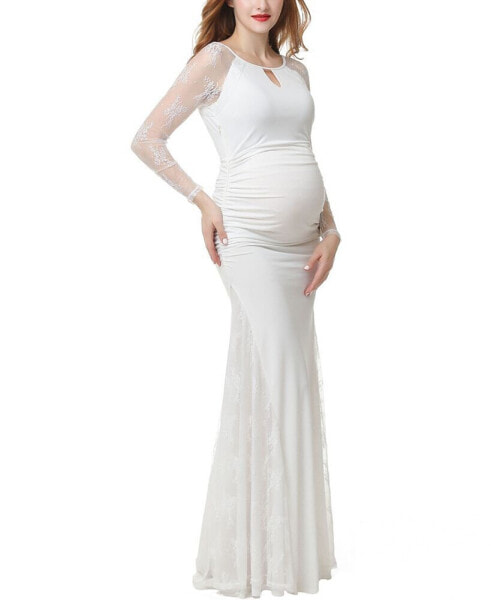 Maternity Lace Trim Mermaid Maxi Dress