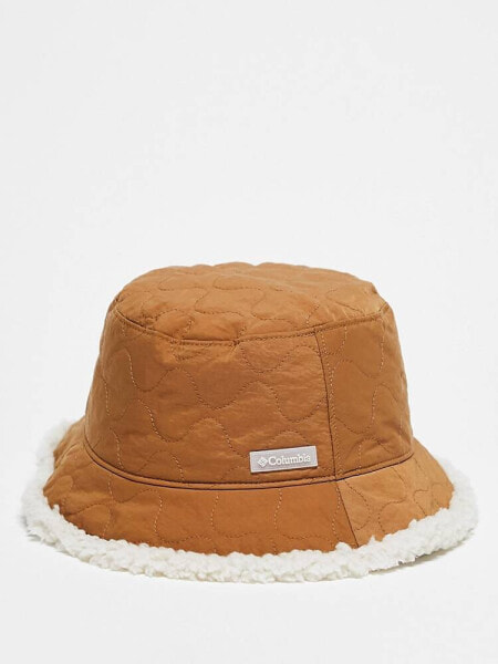 Columbia Unisex Winter Pass reversible sherpa lined bucket hat in tan