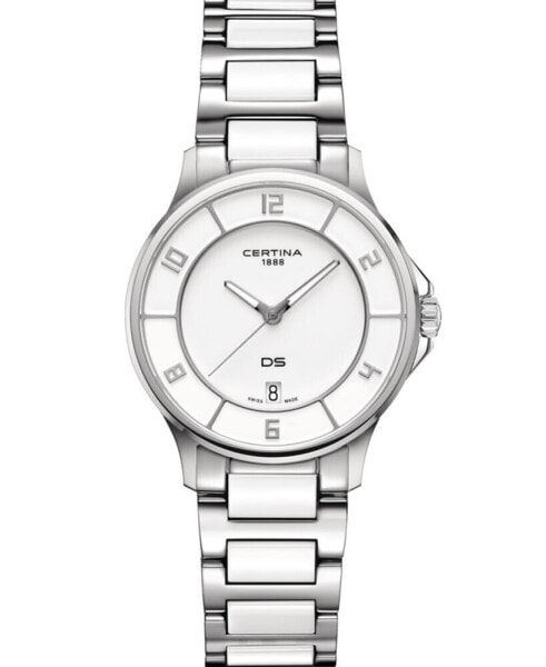 Women's Swiss DS-6 White Ceramic & Stainless Steel Bracelet Watch 35mm