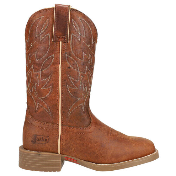 Justin Boots Halter Water Buffalo 11 Inch Wide Square Toe Cowboy Womens Brown C